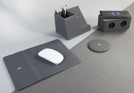 Коврик-трансформер "Cool Gray" с беспроводным зарядным устройством, переработанный пластик (RPET)