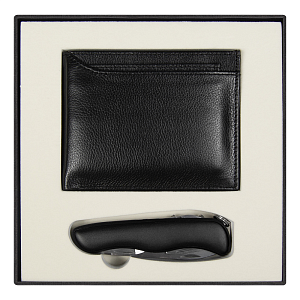 Набор подарочный Solution Superior Duo (кошелек с картхолдером, нож складной), чёрный