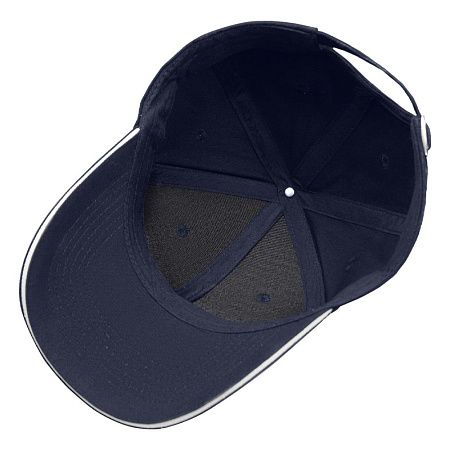 Кепка 6-панельная  Shefild  250, c белым сендвичем, темно-синяя