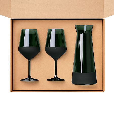 Подарочный набор декантер + 2 бокала для вина Эмеральд (Emerald), зеленый