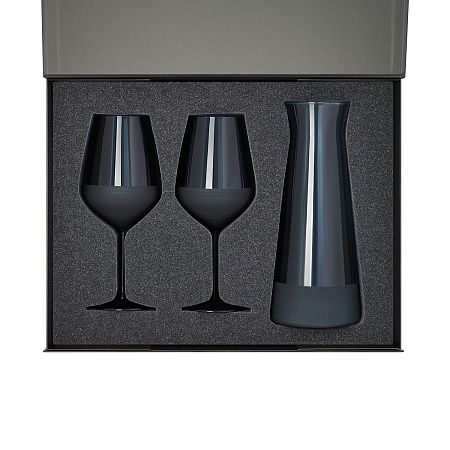 Подарочный набор декантер + 2 бокала для вина Сапфир (Sapphire) в черной коробке