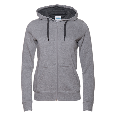 Толстовка женская STAN с капюшоном на молнии футер с начёсом 280, 17W, Серый меланж,  (50/60)  (44/S)