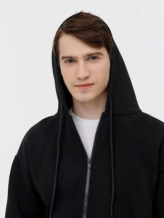 Толстовка унисекс оверсайз на молнии Zippy Terry, черная, размер XS/S