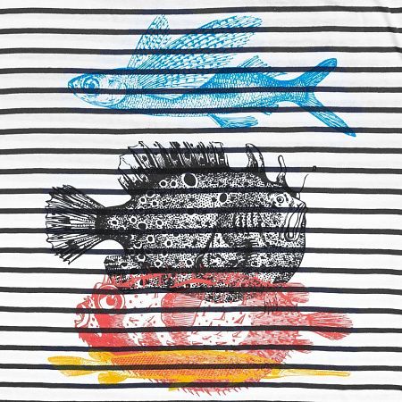 Футболка женская «Морские обитатели», белая с темно-синим, размер S