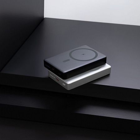 Внешний аккумулятор Атлантис Плюс PD (Atlantis PD Plus) 10000mAh с функцией беспроводной зарядки 15W, серебряный