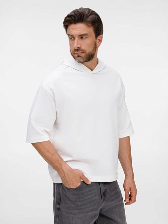 Футболка оверсайз унисекс с капюшоном Neofit, молочно-белая, размер XS/S