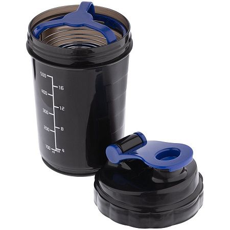 Спортивный шейкер с контейнером Tonus, черно-синий