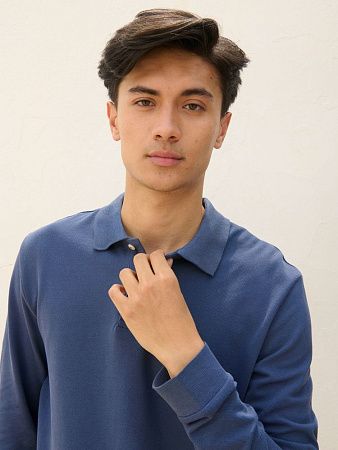 Рубашка поло унисекс с длинным рукавом Pacific LSL, синяя (джинс), размер XS