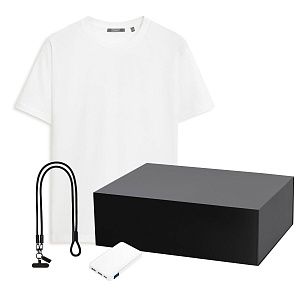 Набор с одеждой Крис (KRIS) (футболка, аккумулятор, кабель-ланьярд), белый/черный, XL