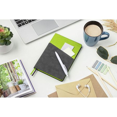 Ежедневник Flexy Smart Porta Nuba Latte A5, серый/оранжевый, недатированный, в гибкой обложке