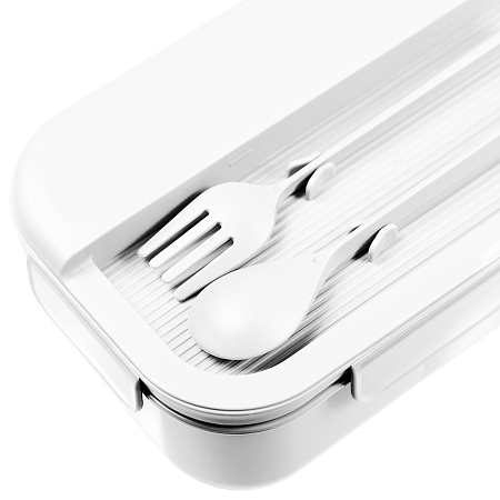 Герметичный контейнер для еды (ланч бокс) BON VOYAGE, пластиковый, белый с темно-синим элементом, 1100 мл.