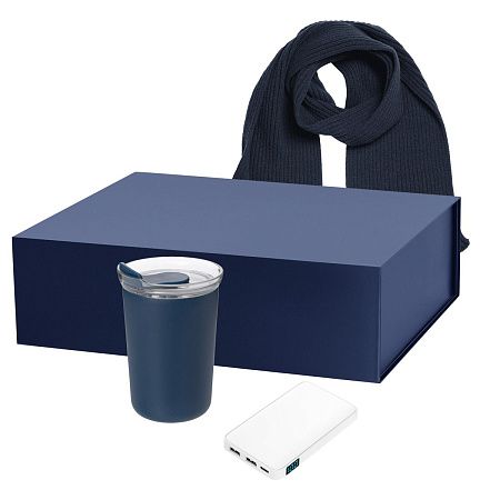 Подарочный набор Страда (Strada), Анкор (Ancor), Форгес (Forges), синий (термокружка, аккумулятор, шарф)