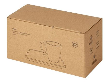 Чайная пара с бамбуковым блюдцем «Deny», цвет: белый