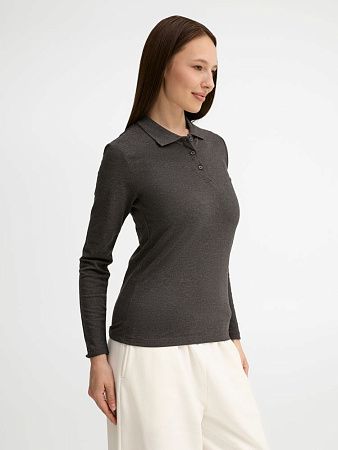 Рубашка поло женская с длинным рукавом Perfect LSL Women, черный меланж, размер S