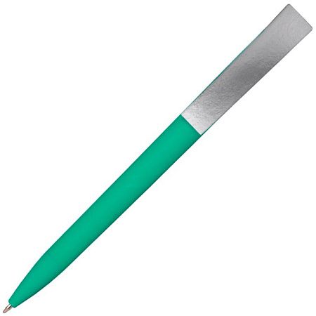 Ручка шариковая, пластик софт-тач, Zorro Color Mix зеленая/серебристая