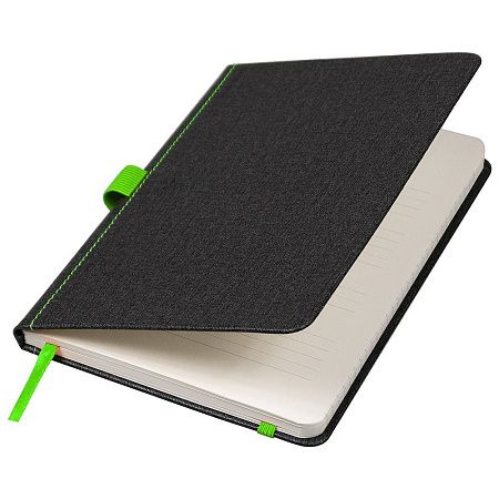 Блокнот Forest  Alfa Orion Rosewood А5, недатированный, в твердой обложке, темно-серый с зеленой резинкой и петлей для ручки