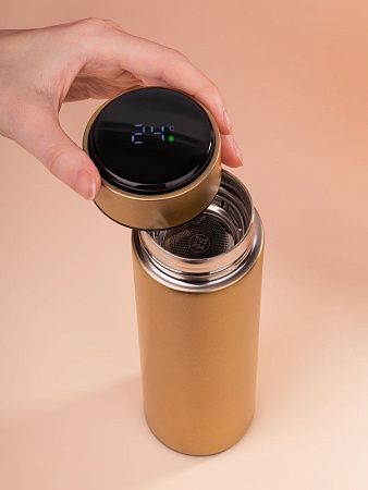 Смарт-бутылка с заменяемой батарейкой Long Therm, золотистая