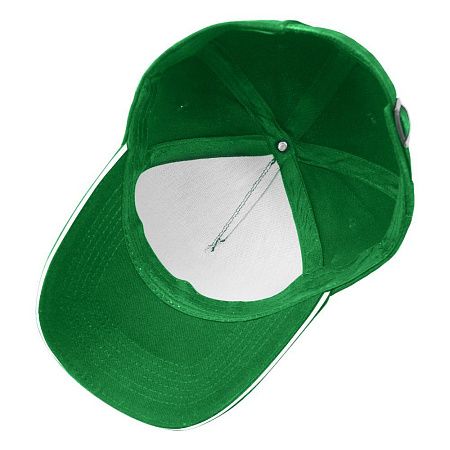 Кепка 5- панельная Oxford 300, c белым сендвичем, ярко-зеленая