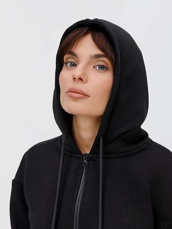 Толстовка унисекс оверсайз на молнии Zippy Terry, черная, размер XS/S