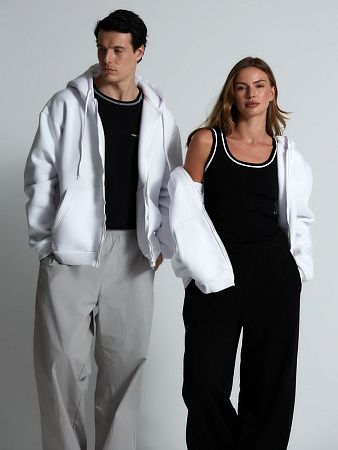 Толстовка унисекс оверсайз Zippy, белая, размер XL/2XL