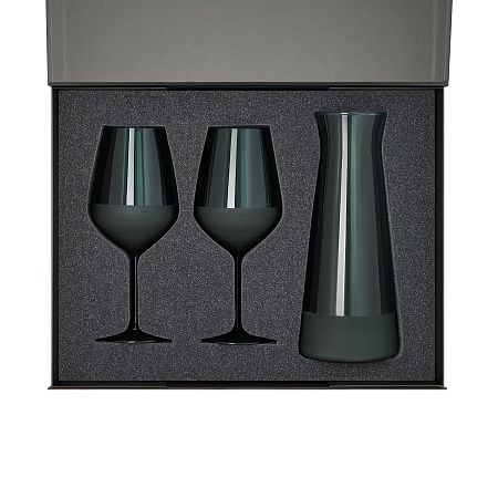 Подарочный набор декантер + 2 бокала для вина Эмеральд (Emerald) в черной коробке