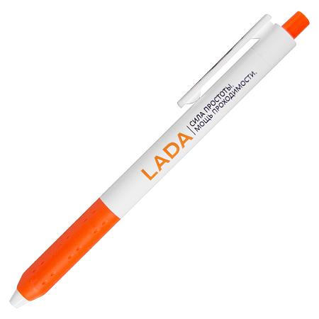 Ручка шариковая Alana Print Sample Lada, пластиковая, белая/оранжевая