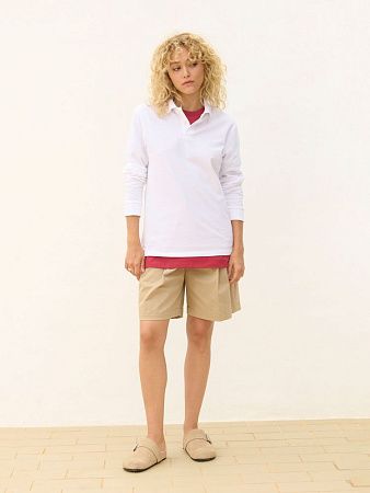 Рубашка поло унисекс с длинным рукавом Pacific LSL, белая, размер XXL