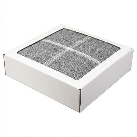 Плед акриловый Super Soft Square размер 120*160 см, темно-серый в клетку, плотность 415гр/м2,  в подарочной белой крафтовой коробке с окошком