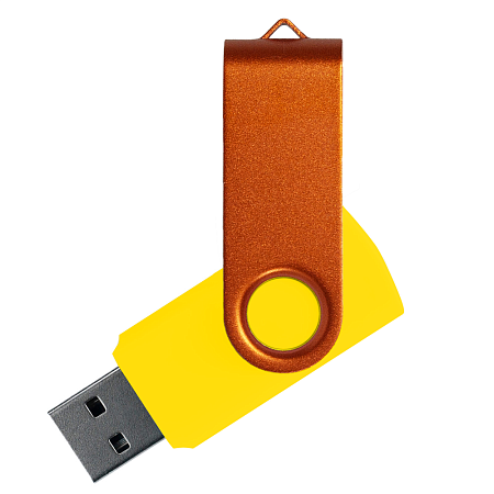 Флеш накопитель USB 2.0 Twister Сolor Mix 16GB, пластик Софт Тач/металл, желтый/оранжевый