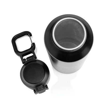 Спортивная бутылка Via из переработанной стали RCS с карабином, 600 мл