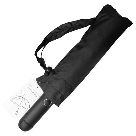 Зонт складной автоматический с фонариком Forest Walker, диаметр 95 см, радиус 21 дюйм, 8 панелей, со светоотражающей полосой в подарочной коробке, черный