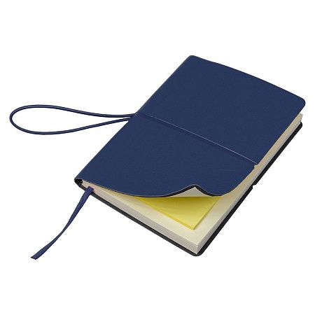 Блокнот А6 Van Diemen Print Sample, со стикерами, в гибкой обложке c резинкой в линейку, темно-синий