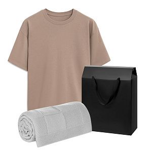 Набор с одеждой Раст (RUST) (футболка, плед), мокко/серый, XS/S