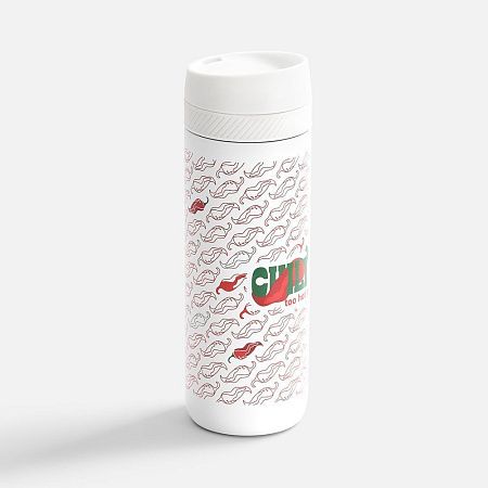 Термостакан X1 с цветной кнопкой, белый с желтым