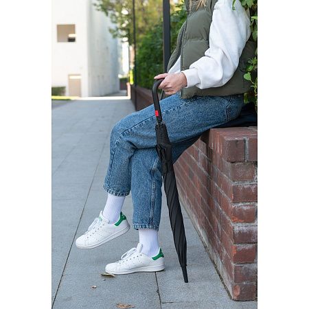 Зонт-трость Квантум (Quantum), черный/красный