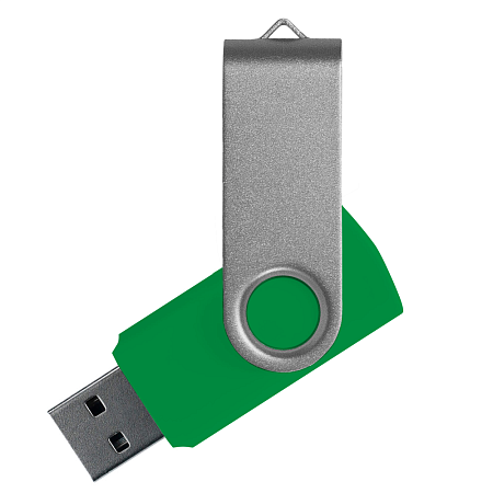 Флеш накопитель USB 2.0 Twister Сolor Mix 16GB, пластик Софт Тач/металл, зеленый/серебристый