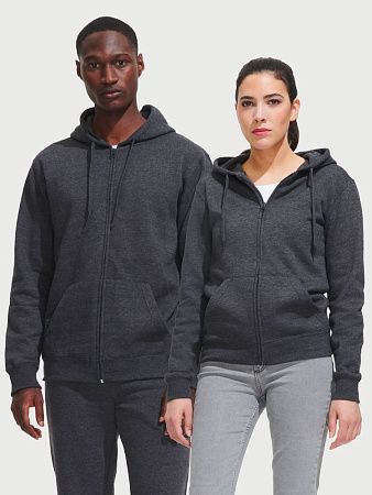 Толстовка мужская на молнии с капюшоном Seven Men, серый меланж, размер S