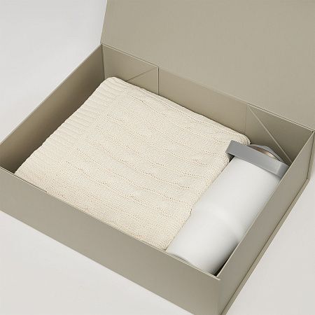 Подарочный набор Монтана (Montana), белый (плед, термокружка)