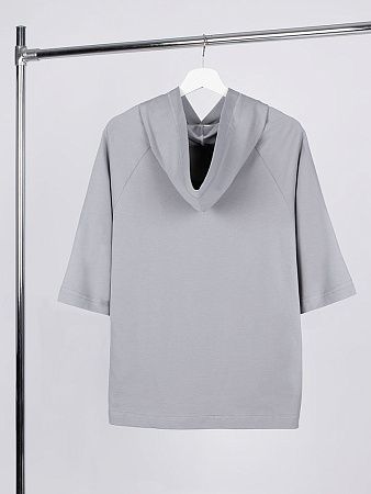 Футболка оверсайз унисекс с капюшоном Neofit, светло-серая, размер XS/S