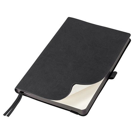 Ежедневник Flexy Line Linen А5, черный/черный, недатированный, в гибкой обложке, с резинкой и петлей для ручки