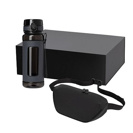 Подарочный набор Вектор (Vector), Мадрид (Madrid), черный (сумка через плечо (cross body), бутылка)