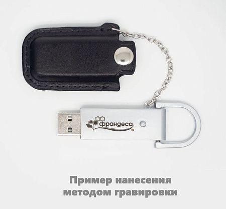 Флеш накопитель USB 2.0 Palermo в кожаном чехле 16GB, металл, черный/серебристый