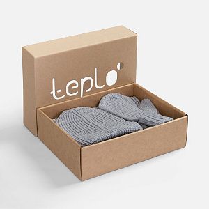 Набор Nordkyn Full Set с шарфом, светло-серый меланж, размер S/M