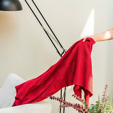 Плед Селла (Cella) вязаный, красный (без подарочной коробки)