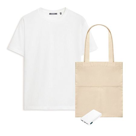 Набор с одеждой Крис (KRIS) (футболка, аккумулятор, шоппер), белый, S