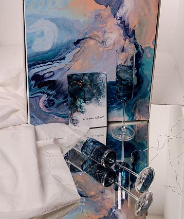 Подарочный набор «Акварель»: бокалы ручной работы 2 шт., открытка