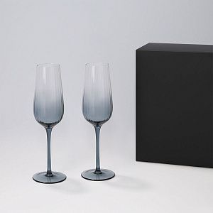 Подарочный набор 2 бокала для шампанского Мансера (Mancera) в черной коробке