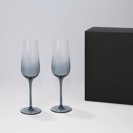 Подарочный набор 2 бокала для шампанского Мансера (Mancera) в черной коробке