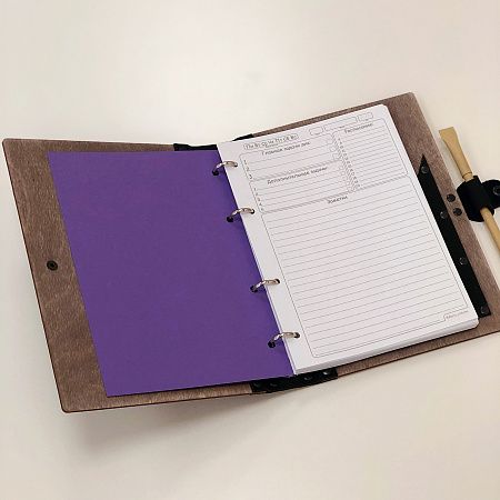 Ежедневник из дерева и кожи А5 с карманом, с вашим дизайном