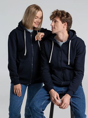 Толстовка на молнии с капюшоном Unit Siverga Heavy, темно-синяя, размер XS